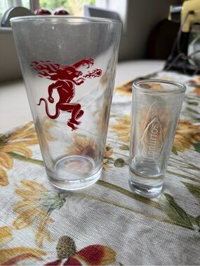 Fireball by Sazerac - Pint Glass and Clear Hornitos Shot Glass for funsies